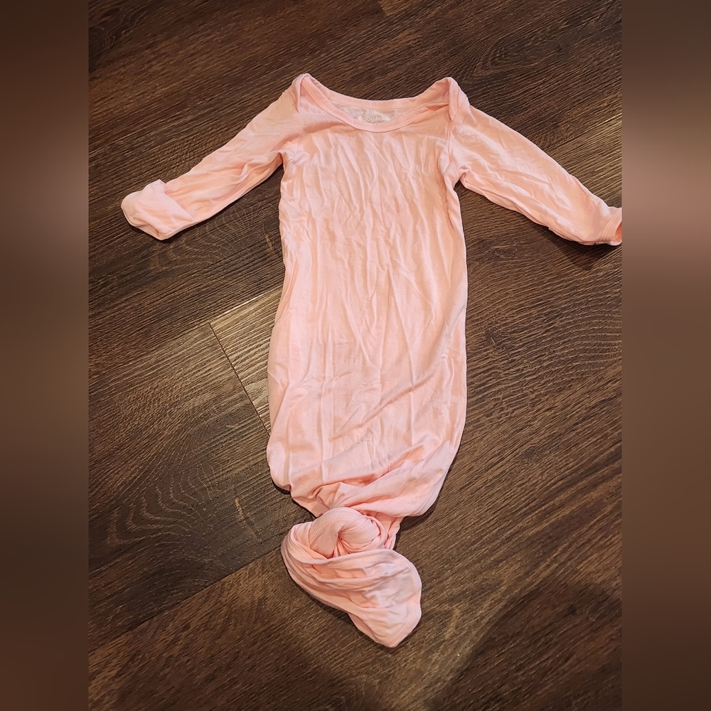 Pink Baby Noah Baby Girl Modal Knotted Gown Sleepwear Outfit, Size 3-6 months